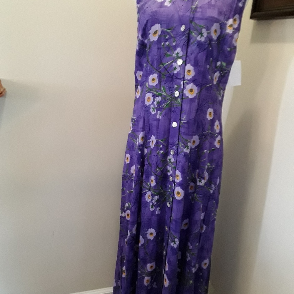BFA Classics purple floral dress button front sz M